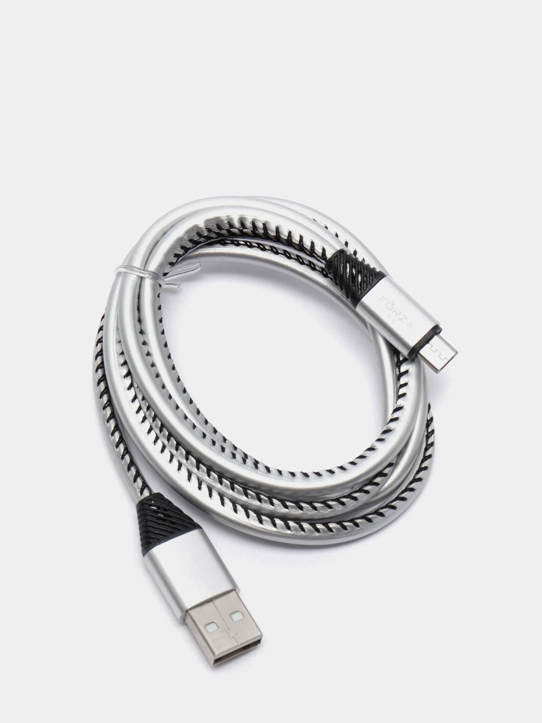 Серебряный кабель для зарядки и передачи данных USB-microUsb, 1 м, 2А