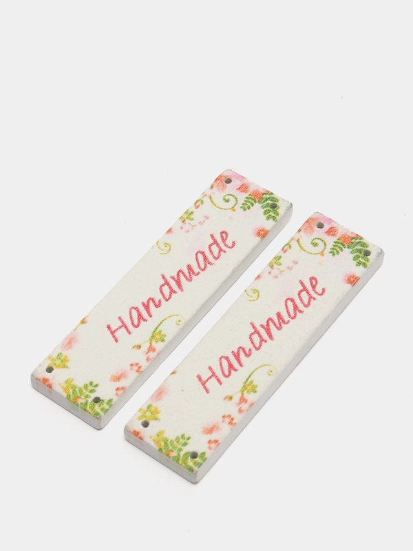 Бирка Hand Made набор 2шт. дерево 6,3х1,7см, для изделий ручной работы