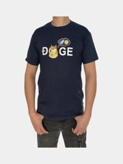 Футболка синяя, с изображением криптовалюты Dogecoin