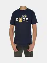 Футболка синяя, с изображением криптовалюты Dogecoin
