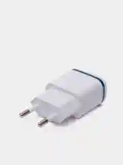 Голубой сетевое зарядное устройство на 2 USB / СЗУ блок питания, адаптер для розетки с подсветкой