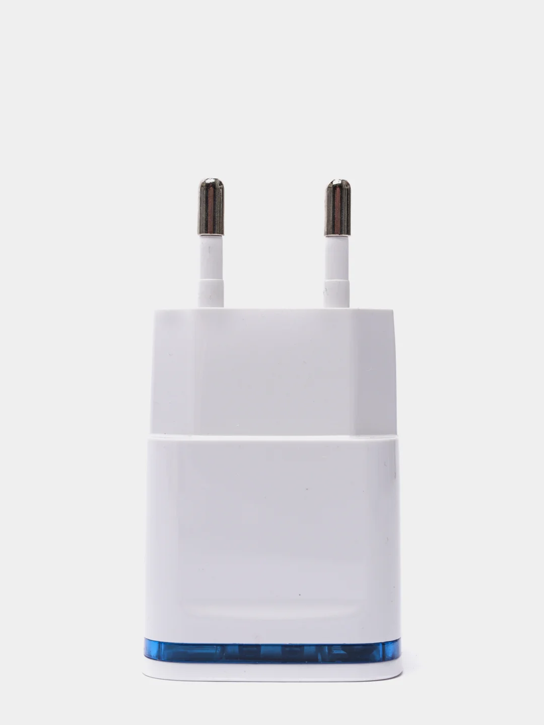 Голубой сетевое зарядное устройство на 2 USB / СЗУ блок питания, адаптер для розетки с подсветкой