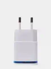 Голубой сетевое зарядное устройство на 2 USB / СЗУ блок питания, адаптер для розетки с подсветкой