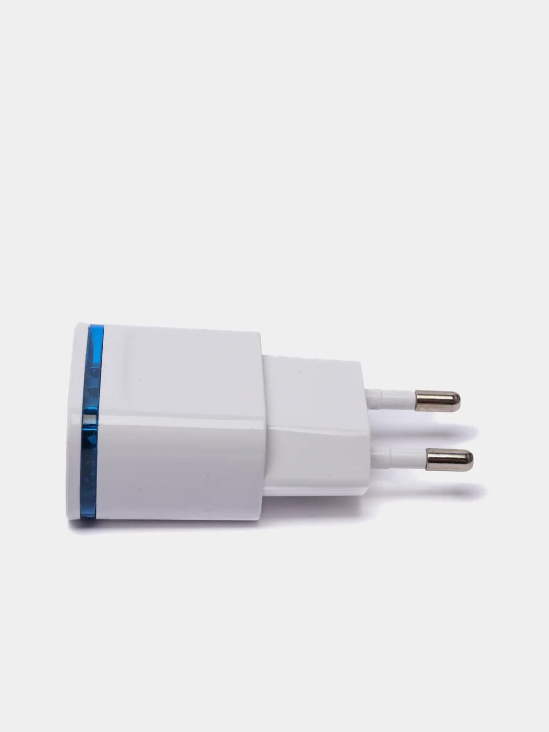 Голубой сетевое зарядное устройство на 2 USB / СЗУ блок питания, адаптер для розетки с подсветкой