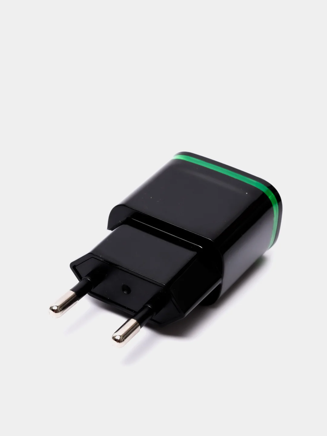 Черный сетевое зарядное устройство на 2 USB / СЗУ блок питания, адаптер для розетки с подсветкой