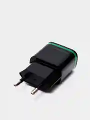 Черный сетевое зарядное устройство на 2 USB / СЗУ блок питания, адаптер для розетки с подсветкой