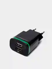 Черный сетевое зарядное устройство на 2 USB / СЗУ блок питания, адаптер для розетки с подсветкой
