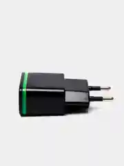 Черный сетевое зарядное устройство на 2 USB / СЗУ блок питания, адаптер для розетки с подсветкой