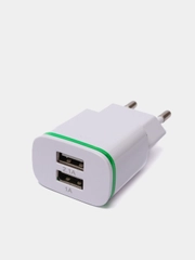 Сетевое зарядное устройство на 2 USB / СЗУ блок питания, адаптер для розетки с подсветкой