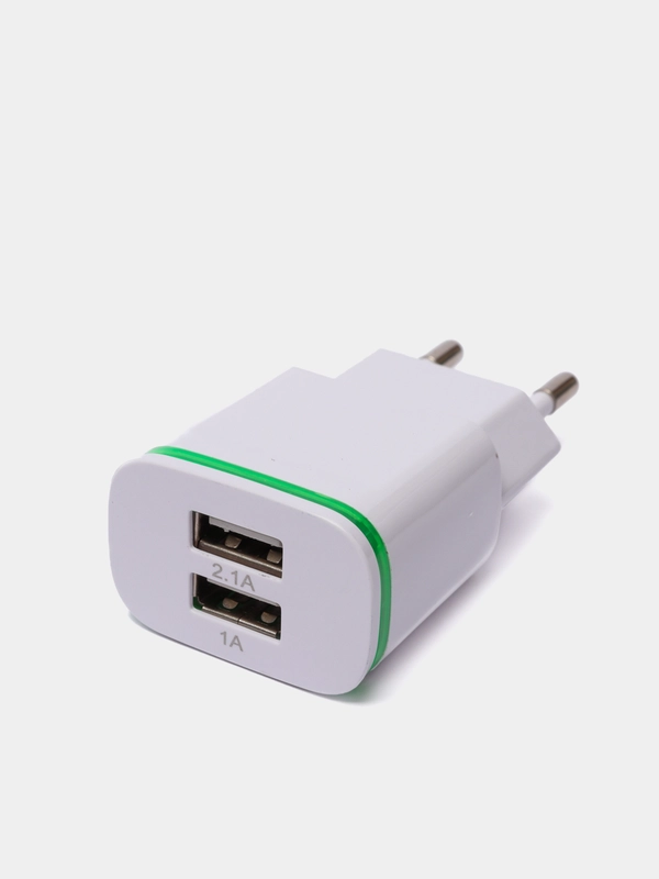 Сетевое зарядное устройство на 2 USB / СЗУ блок питания, адаптер для розетки с подсветкой