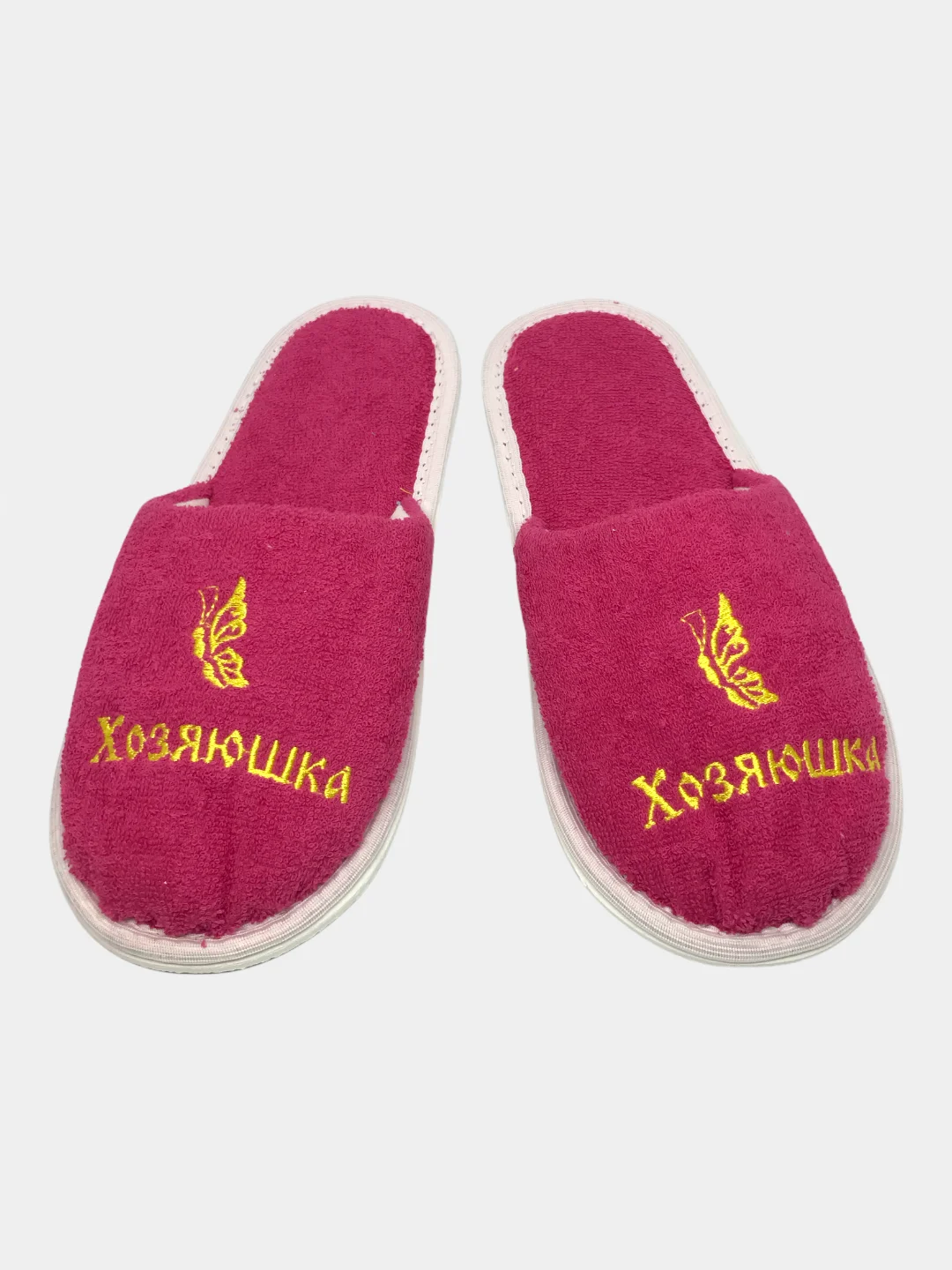 Тёмно-розовый тапочки домашние женские "ХОЗЯЮШКА" махровые, 8 марта