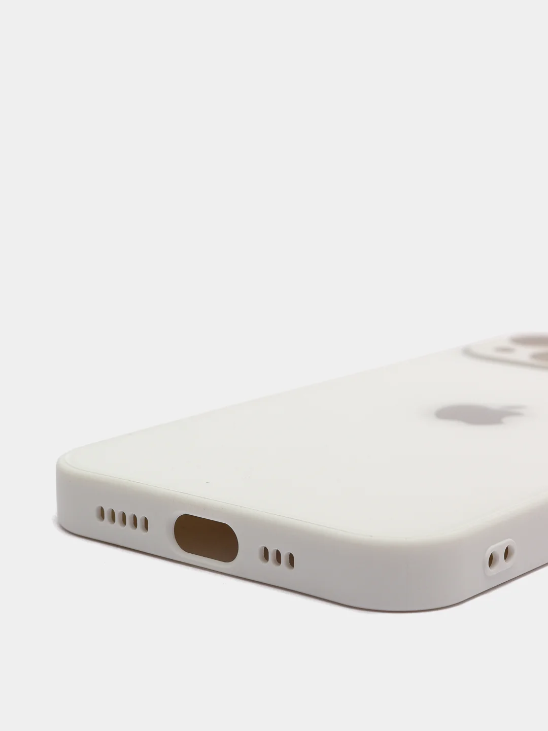 Белый чехол для  iPhone 13, Айфон 13 силиконовый со стеклянной панелью