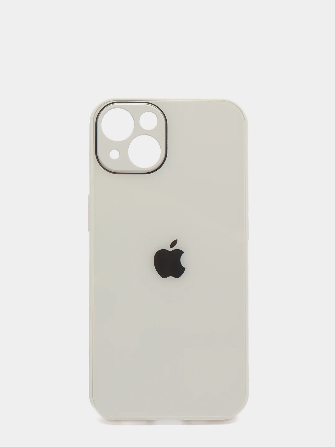 Белый чехол для  iPhone 13, Айфон 13 силиконовый со стеклянной панелью
