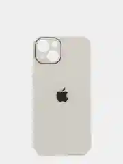 Белый чехол для  iPhone 13, Айфон 13 силиконовый со стеклянной панелью