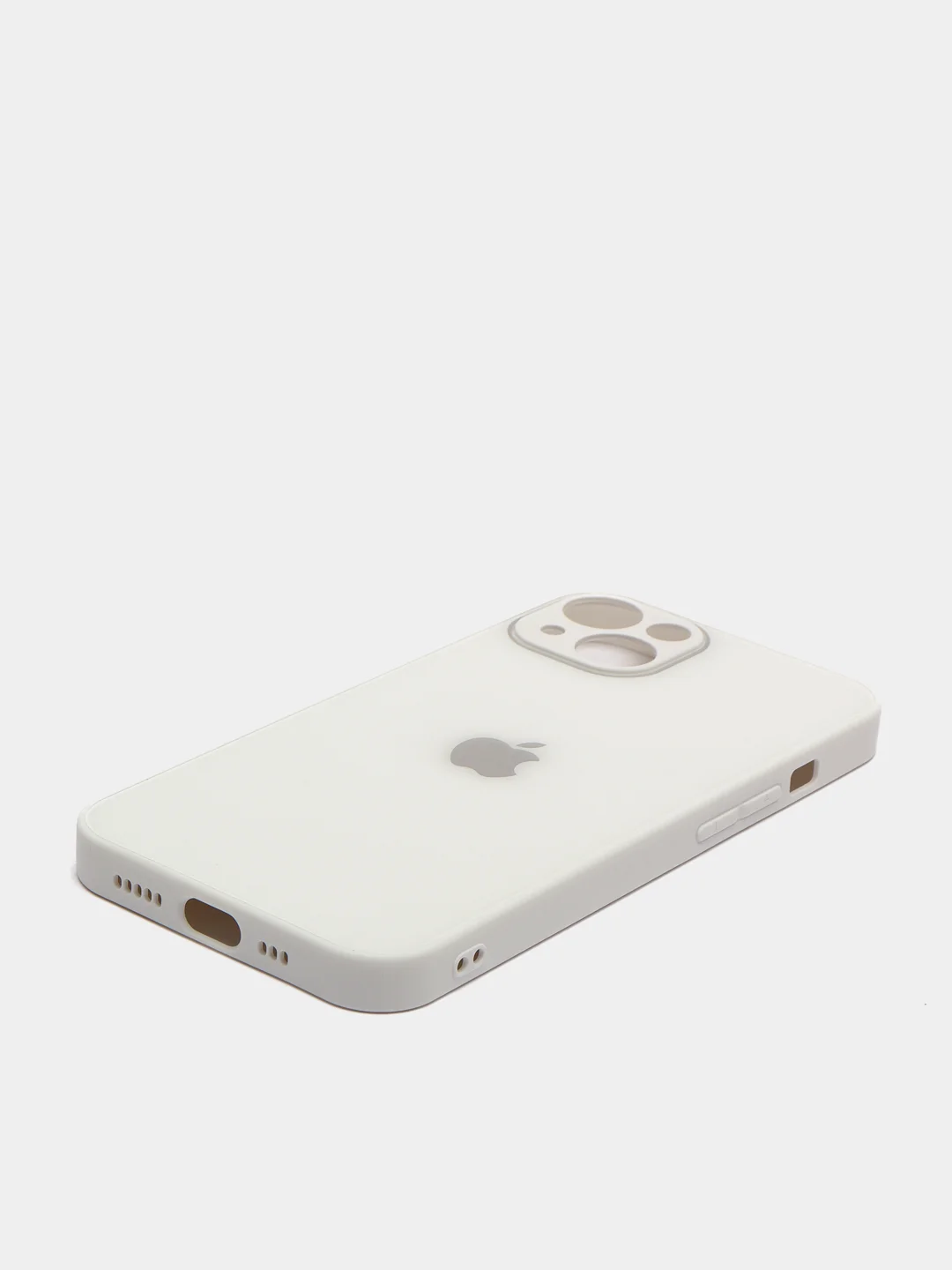 Белый чехол для  iPhone 13, Айфон 13 силиконовый со стеклянной панелью