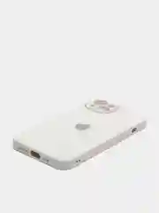 Белый чехол для  iPhone 13, Айфон 13 силиконовый со стеклянной панелью