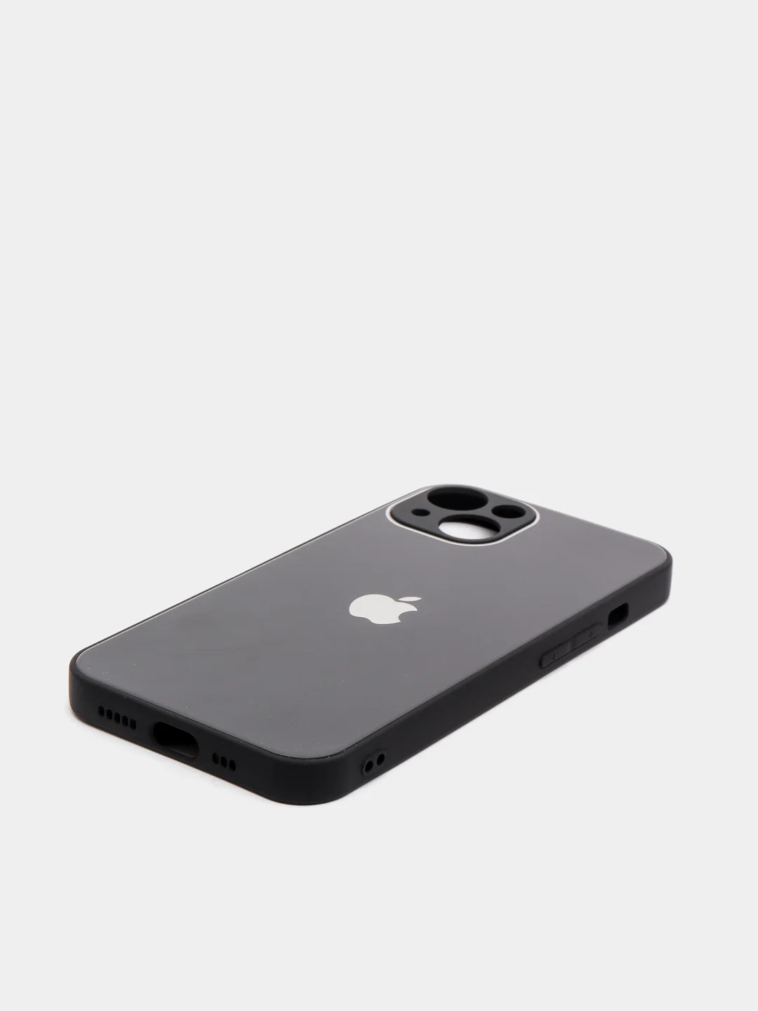 Черный чехол для  iPhone 13, Айфон 13 силиконовый со стеклянной панелью