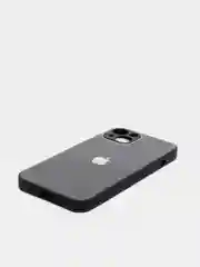 Черный чехол для  iPhone 13, Айфон 13 силиконовый со стеклянной панелью