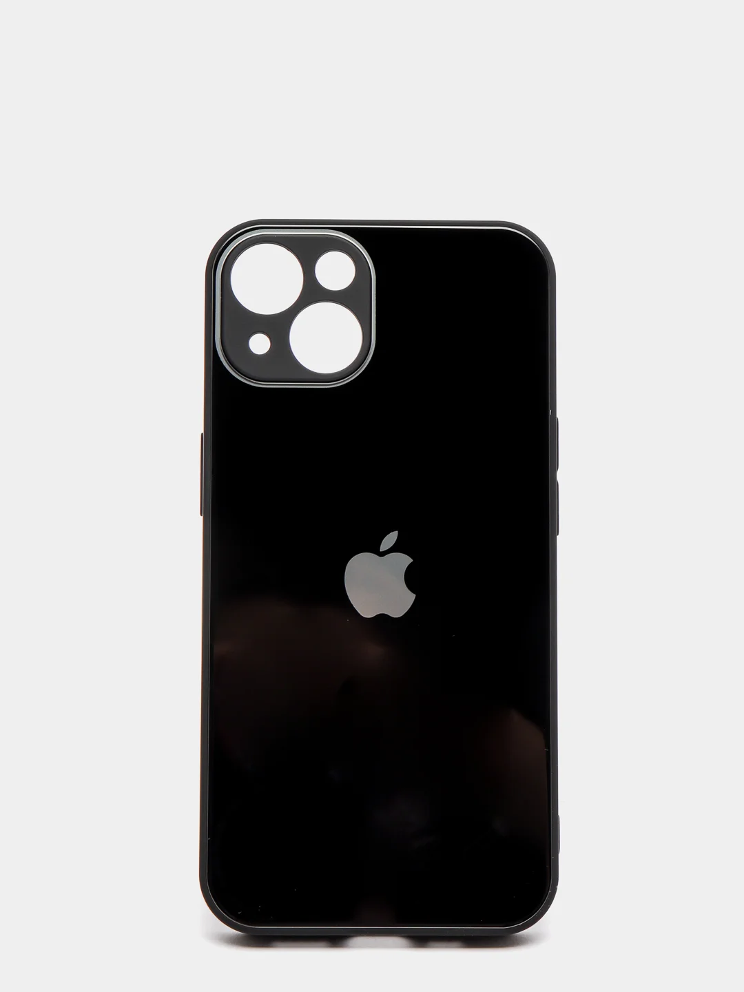 Черный чехол для  iPhone 13, Айфон 13 силиконовый со стеклянной панелью