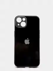 Черный чехол для  iPhone 13, Айфон 13 силиконовый со стеклянной панелью
