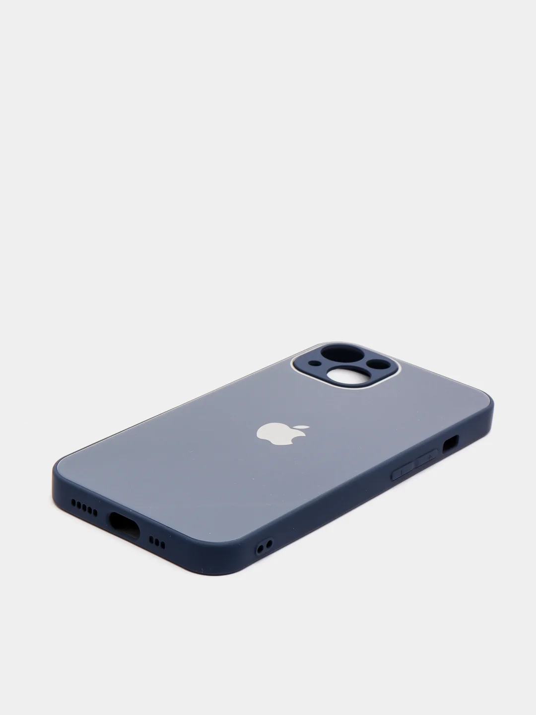 Индиго чехол для  iPhone 13, Айфон 13 силиконовый со стеклянной панелью