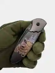 Нож "Рюген" Медведь складной туристический, сталь 420, замок Liner Lock, клипса (M9690)