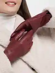 Бордовый перчатки сезонные из натуральной кожи