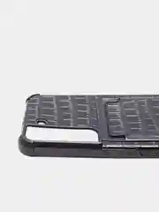 Чехол для Samsung S22, S22 Ultra, S22 Plus силиконовый "Рептилия" с визитницей, черный