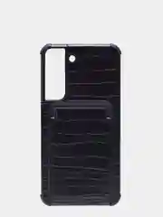 Чехол для Samsung S22, S22 Ultra, S22 Plus силиконовый "Рептилия" с визитницей, черный