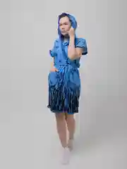 Голубой халат женский