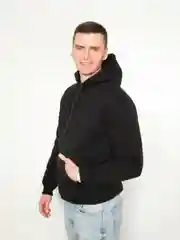 Темно-синий milena21 Худи мужское с начёсом, толстовка утеплённая с капюшоном и карманом