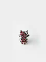 Красный брошь "Кот"