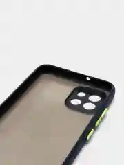 Синий чехол Samsung A03 c защитой камеры и бархатом внутри