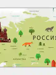 Зеленый фотообои флизелиновые "Карты мира", 150х100 см