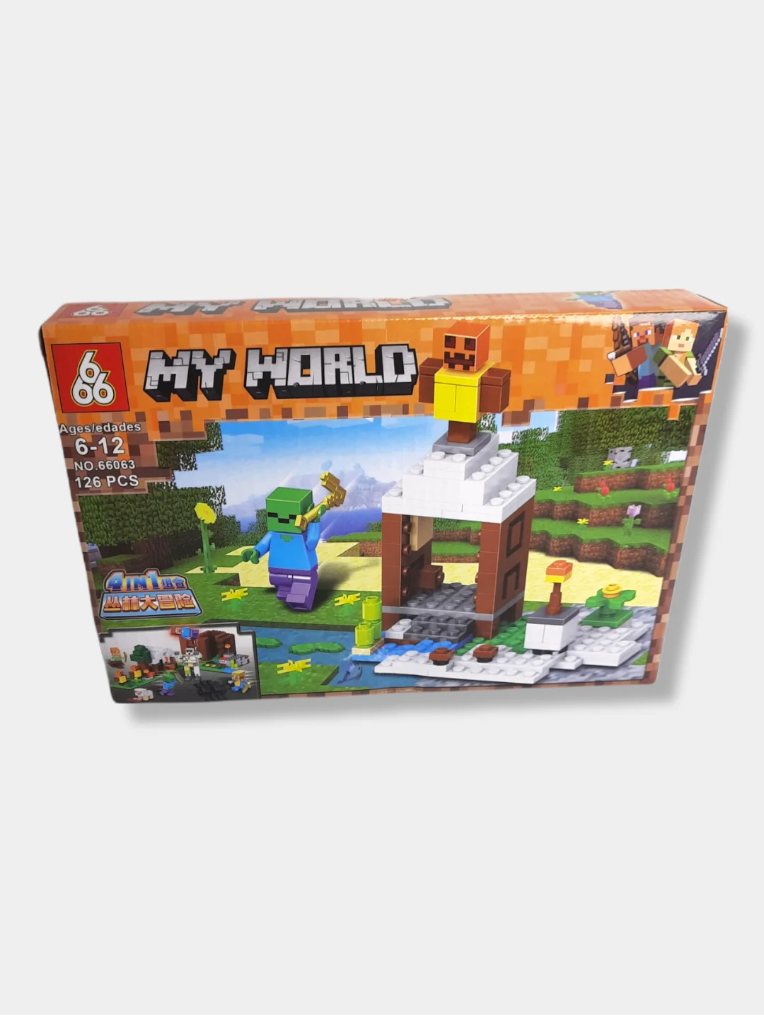 Оранжевый конструктор My World "Майнкрафт", 4 вида