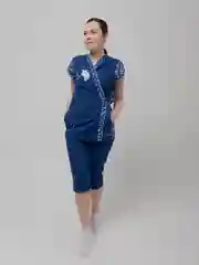 Синий костюм женский