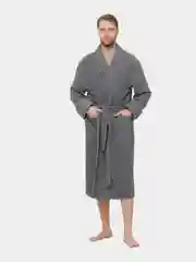 Халат банный мужской махровый серый
