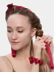 Вишнёвый simone17, Ободок для кудрей, атлас, бигуди для волос, для кудрей, локоны, для объема волос