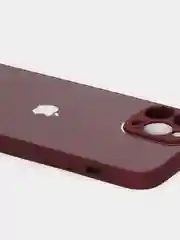 Тёмно-бордовый чехол силиконовый со стеклянной панелью для iPhone 13 Pro Max
