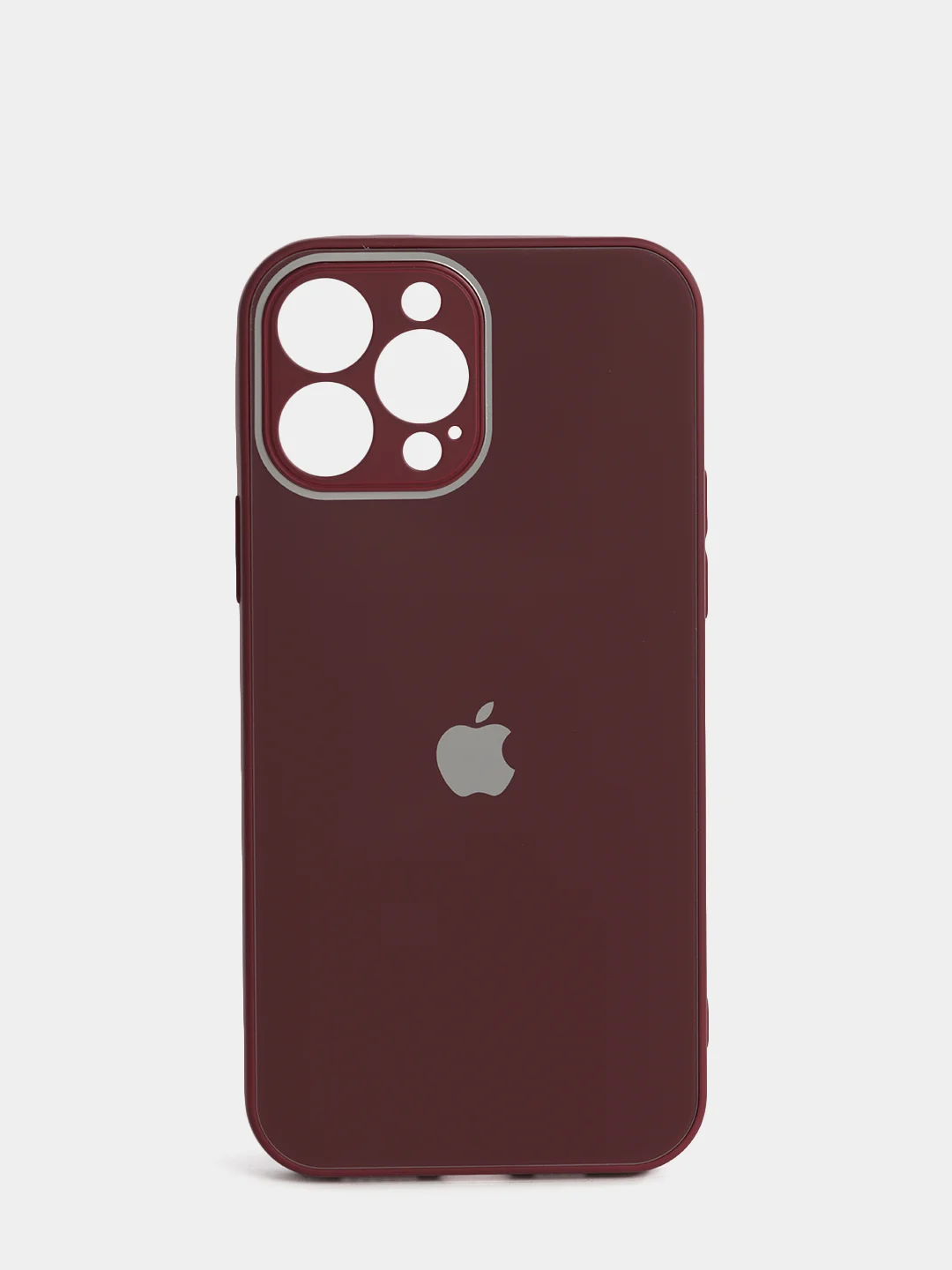 Тёмно-бордовый чехол силиконовый со стеклянной панелью для iPhone 13 Pro Max