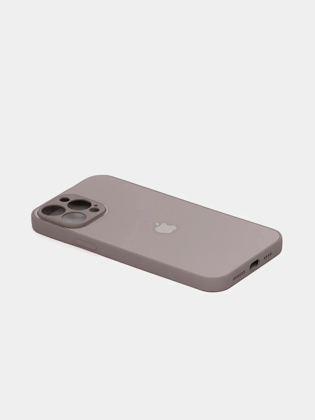 Бежевый меланж чехол силиконовый со стеклянной панелью для iPhone 13 Pro Max