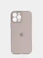 Бежевый меланж чехол силиконовый со стеклянной панелью для iPhone 13 Pro Max