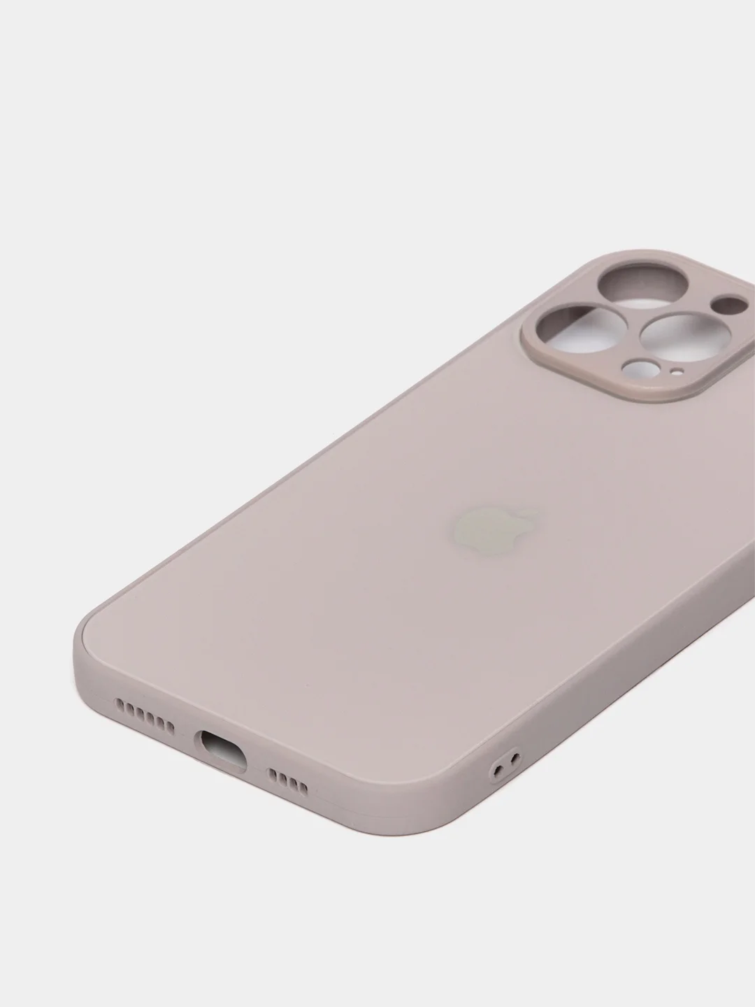 Бежевый меланж чехол силиконовый со стеклянной панелью для iPhone 13 Pro Max