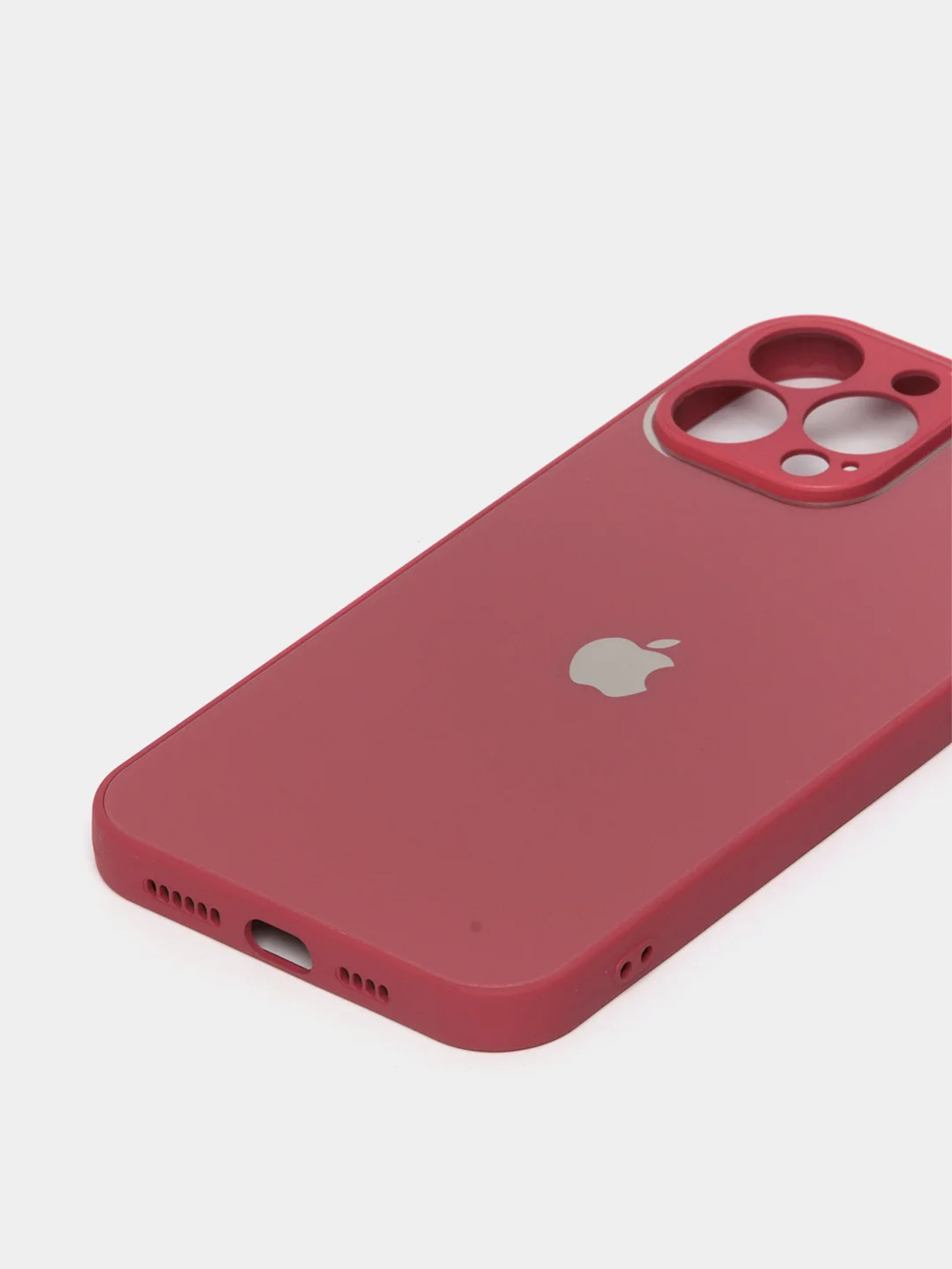 Багровый чехол силиконовый со стеклянной панелью для iPhone 13 Pro Max