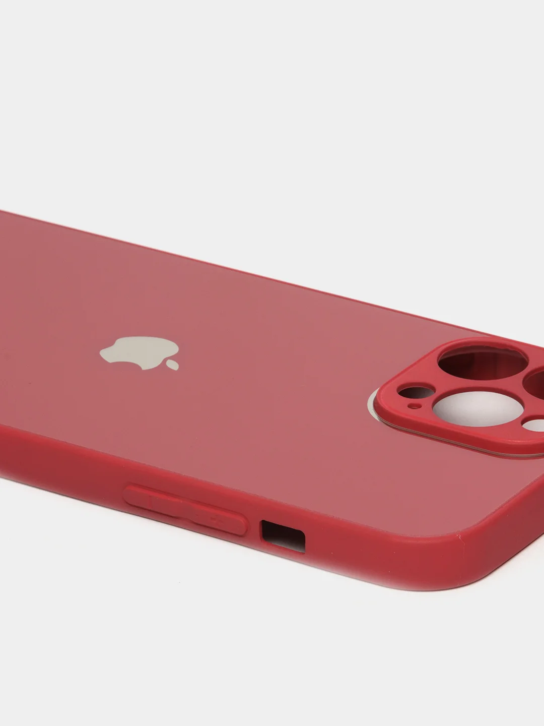 Багровый чехол силиконовый со стеклянной панелью для iPhone 13 Pro Max