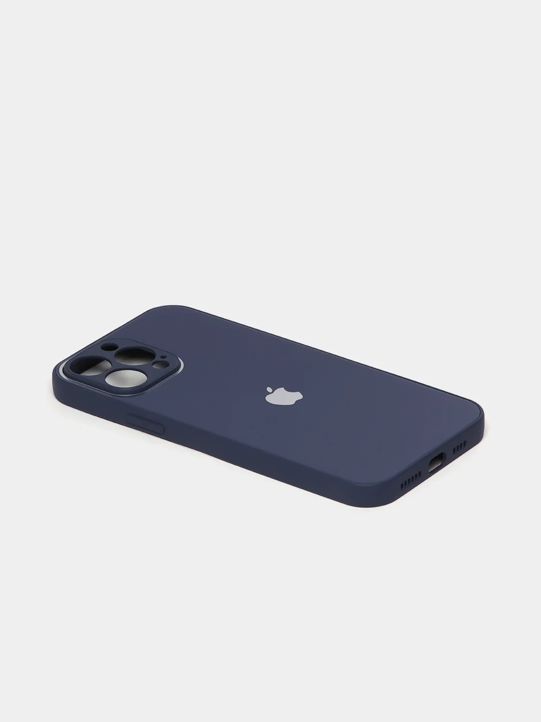 Темно-синий чехол силиконовый со стеклянной панелью для iPhone 13 Pro Max