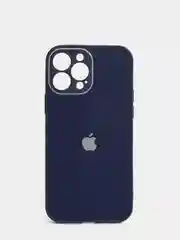 Темно-синий чехол силиконовый со стеклянной панелью для iPhone 13 Pro Max
