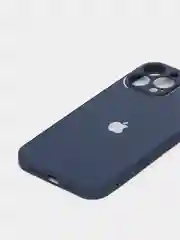 Темно-синий чехол силиконовый со стеклянной панелью для iPhone 13 Pro Max