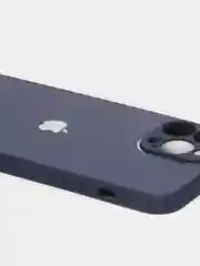 Темно-синий чехол силиконовый со стеклянной панелью для iPhone 13 Pro Max