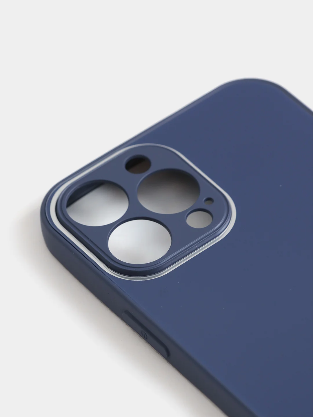 Темно-синий чехол силиконовый со стеклянной панелью для iPhone 13 Pro Max